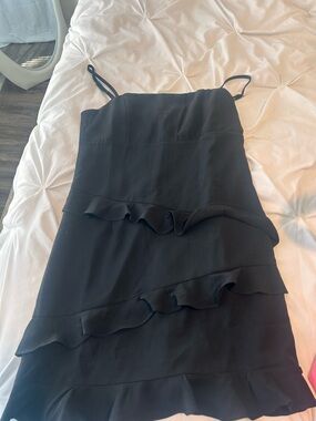 TCEC Black Ruffle Slip Mini Dress